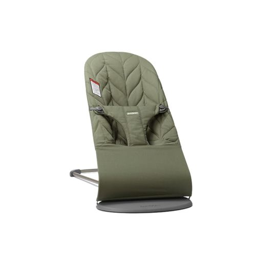 BabyBjörn Bouncer Bliss, Dark Green, Woven, Petal Quilt | 2-in-1 Adjustable Baby Bouncer Seat and Toddler Chair, Newborn to Toddler (8-29 lbs), 4 Positions, Lightweight & Portable