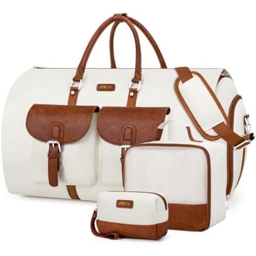 Garment Duffle Bag for Travel - Convertible Carry on Garment Duffel Travel Bag for Women Men Large Weekender Bag with Shoes Pouch 2 in 1 Hanging Suit Travel Duffel Bag 3pcs Set