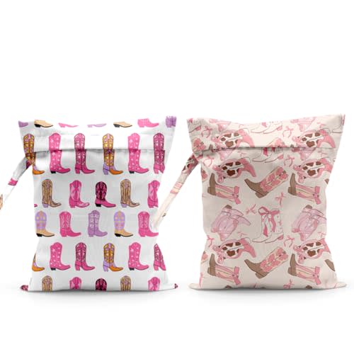 2pcs Pink Wet Dry Bag for Women Reusable Waterproof Cloth Diaper Bag | Wet Dry Bag for Travel Beach Pool Daycare Soiled Toddler Items Yoga Gym - 2pcs