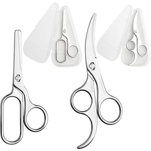 Jasni 2-Pack All 304 Stainless Steel Baby Food Scissors Detachable Vegetables Meat Noodles Kitchen Shears for Infant Kids Anti-Rust Food-Grade Dishwasher Safe with Travel Storage Case