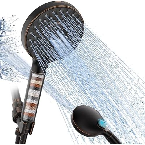SR SUN RISE Filtered Shower Head with Handheld High Pressure 9 Spray Mode Showerhead Detachable Shower Head Water Softener Filters Beads for Hard Water Remove Chlorine 1 Filter ORB