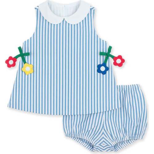 Seersucker Dress & Bloomer With Flowers - Florence Eiseman | Maisonette