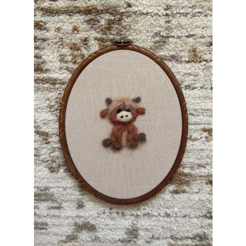 Hand Felted Highland Cow - Nursery Decor, Baby Room, Toddler Room, Kids Room, Baby Shower Gift, Wall Decor, Heirloom, Farm cowboy Nursery