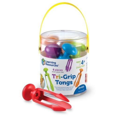 Learning Resources 3 Prong Tong, Pencil Grip Tongs, Sensory Bin, Fine Motor Toy, Set of 6, Ages 4+