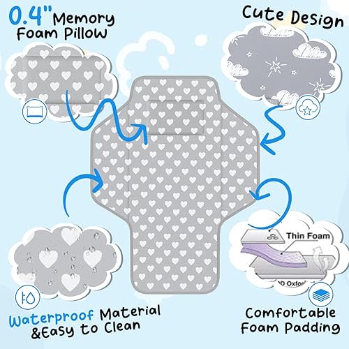 Portable Changing Pad for Baby, Compact Waterproof Diaper Mat with Built-in Cushion, Pink