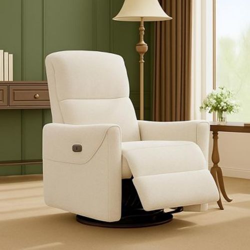Power Swivel Glider Recliner Chair, Linen, Electric Rocker with USB Port, Lumbar Support, for Living Room, Bedroom, Nursery