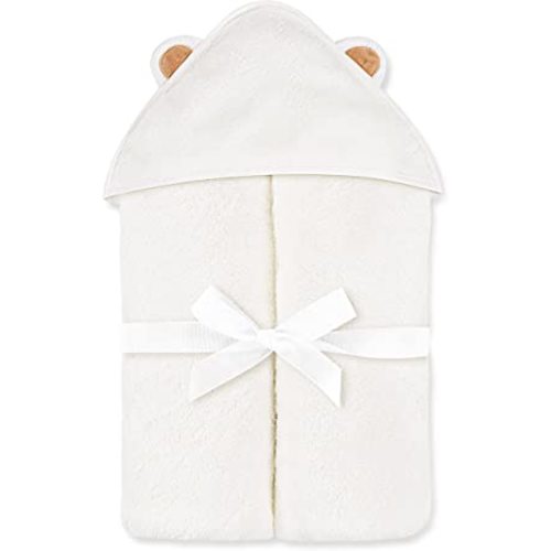 Natemia Extra Soft Baby Hooded Towel - Super Absorbent and Hypoallergenic 70% Rayon from Bamboo Bath Towels - Sized for Infants and Toddlers - Made in Turkey - White