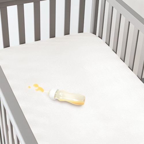 Breathable Waterproof White Crib Mattress Protector by Bare Home