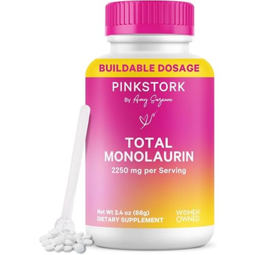 Pink Stork Monolaurin Pellets – Vegan Lauric Acid Immune & Gut Support for Women – Microbial Balance, Digestive Wellness – Odorless, Scoopable Monolaurin Supplement – 226g – 75 Servings