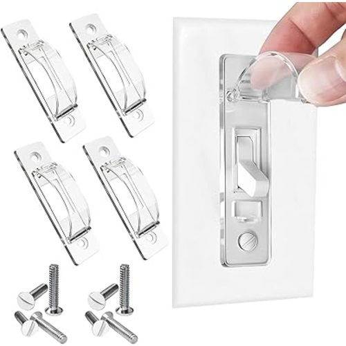 Light Switch Cover Guard, Child Proof Switch Guard 4 Pack for Toggle Switch, Prevent Kids from Turning Lights On/Off, Easy Install Wall Switch Protector（Clear)