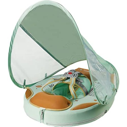 Newest Fold-able Easy Carry with Tail Canopy Crotch Mambobaby Float Non-Inflatable Baby Float Smart Swim Trainer Soft Solid Waist Swim Ring Water Toy Infant Pool Float