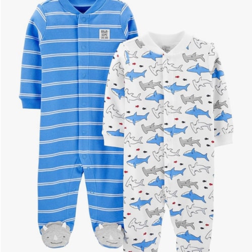 Simple Joys by Carter's baby-boys 2-way Zip Thermal Footed Sleep and Play, Pack of 2