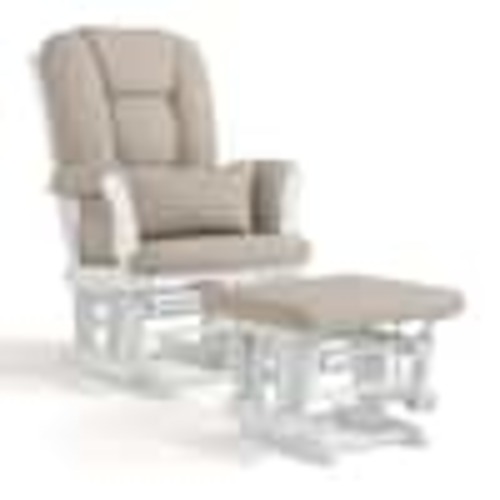Storkcraft Tuscany White with Taupe Swirl Cushion Glider and Ottoman Set 06554-561