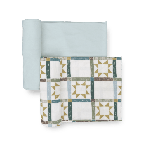 Stretch Knit Swaddle Blanket 2 Pack - Barn Star