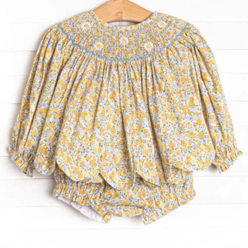 Daisy a Day Smocked Diaper Set, Yellow – Stitchy Fish