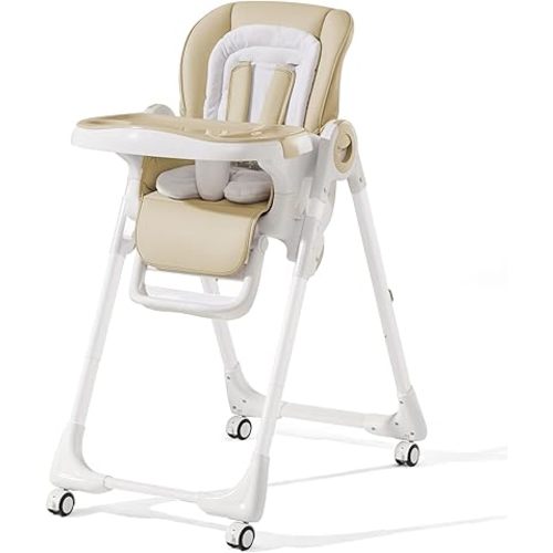 Convertible High Chairs for Babies and Toddlers, Height Adjustable Baby High Chair, High Chair with Removable Tray, Adjustable Backrest and Pedal, Portable Baby Dinning Chair with Lockable Wheels…