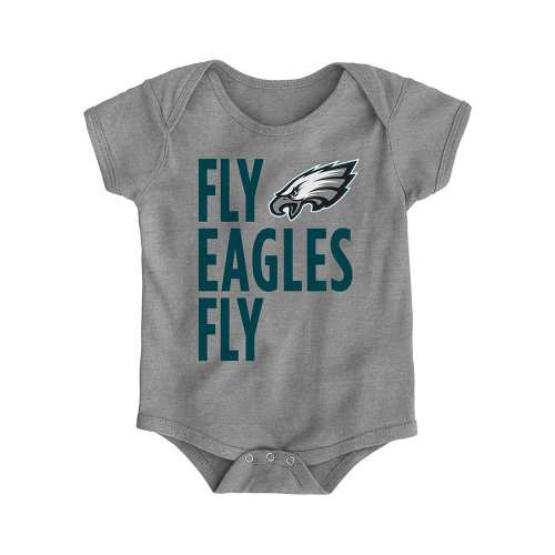 Philadelphia Eagles Baby Grey Fly Eagles Fly Short Sleeve One Piece