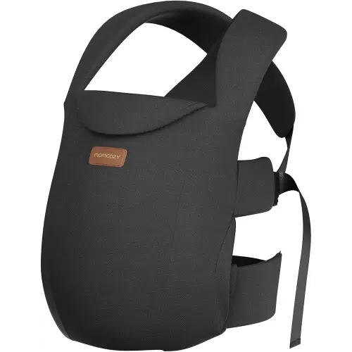Momcozy Newborn Carrier WeeSnug- Lightweight and Cozy Comfort for 7-25 lbs, Ergonomic Cross-Back Support, Effortless to Put On, Hands-Free Baby Carrier with Lumbar Support, Black