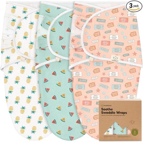 KeaBabies 3-Pack Organic Baby Swaddles for Newborns (Beach Day, 0-3M) | Baby Girls, Boys, Soft Organic Cotton, Newborn Swaddle Sleep Sack, Nursery Swaddling Blankets