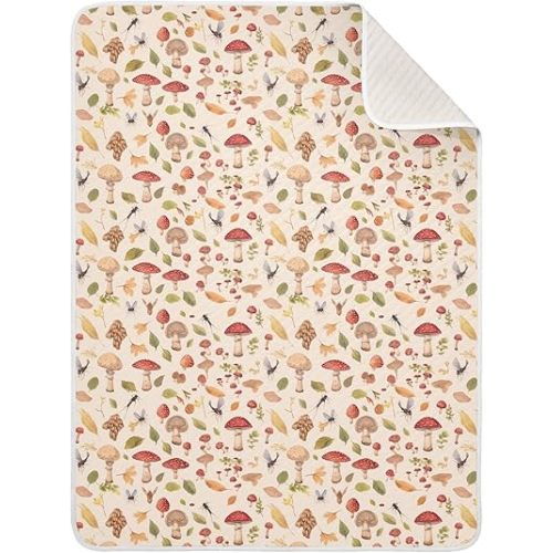 Baby Swaddle Blanket for Boys Girls Soft Warm Stroller Throw Blanket for Newborn Infant Toddler 30X40in Watercolor Safari Mushroom