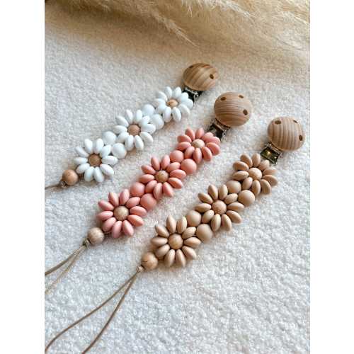Flower Pacifier Clip Girl - Custom Baby shower Gift - Babygirl Binky Holder - Silicone Baby Dummy Chain - Silicone Pacifier Clip - Baby Gift