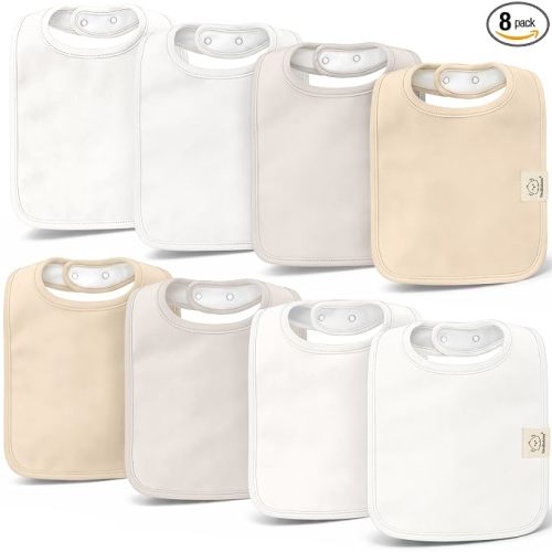 KeaBabies 8-Pack Organic Baby Bibs for Boys, Girls Drool Bibs (Purest) | Super Absorbent Cotton Bibs for Teething and Drooling Newborn, Toddler, Ultra Soft, Machine Washable, Gender Neutral Colors