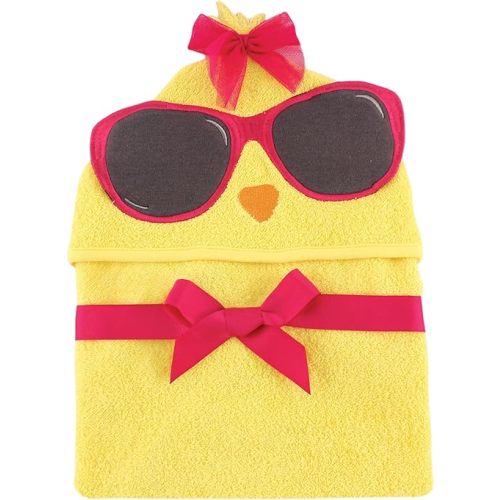 Hudson Baby Unisex Baby Cotton Animal Face Hooded Towel, Cool Chick, One Size