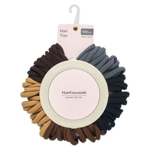 Hair Essentials 100pc Hair Ties - Seamless No-Damage Hair Ties for Women- 100pcs