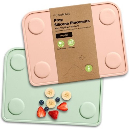 2-Pack Prep Silicone Placemats for Toddlers, Kids, Non Slip Suction Dining Table Baby Placemat, Easy to Clean