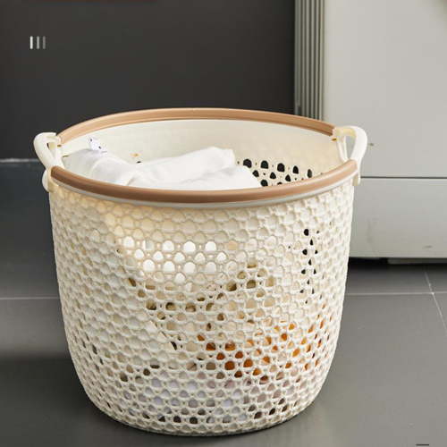 Portable Breathable Mesh Storage Basket for Towels and Bedding - Small Open Laundry Hamper for Bathroom Bedroom and Closet Organization, Lightweight Decor