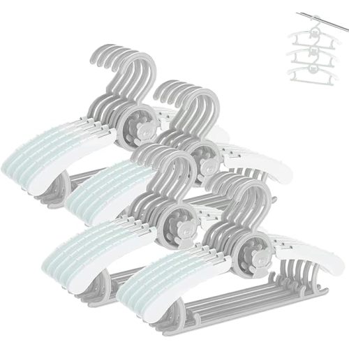 HGYZE Baby Nursery Closet Hangers, Ultra Thin Non-Slip and Extendable Laundry Infant Pant Hanger for Newborn Clothes - 20pcs Grey Gift - Adjustable Children Coat Hanger for Girl Boy Toddler Kids Child