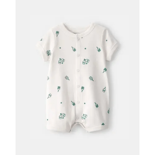 Baby Pickleball Short-Sleeve Romper - White | Carter's