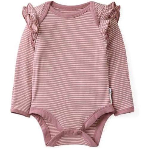 Little Sleepies Newborn Flutter Bodysuit, Viscose from Bamboo Long Sleeve Bodysuit for Baby Girl, Newborn Outfit Baby Clothes