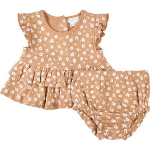 Floral Print Rib Dress & Bloomers Set, 6M