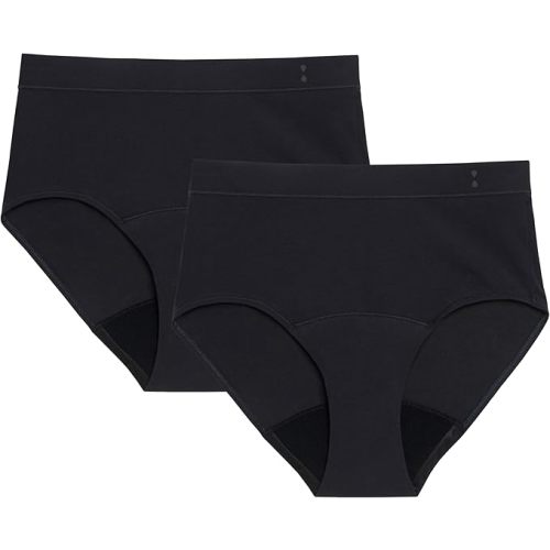 Thinx for All Hi-Waist Period Underwear, Holds 12 Tampons*, Leakproof, Odor Control, 2-Pack Reusable