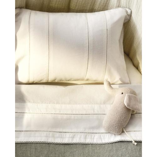 HEMSTITCHED POPLIN MINI CRIB SHEET SET