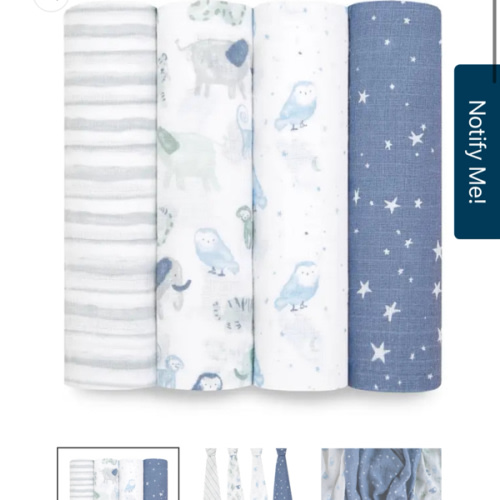 Essentials Cotton Muslin Swaddles 4 Pack | aden + anais - Time to Dream Pattern