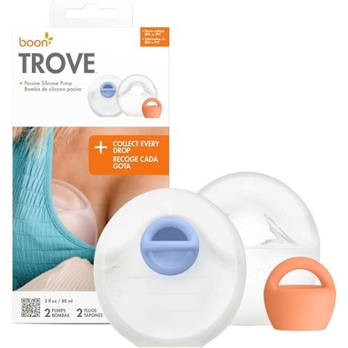 Boon Trove Silicone Manual Breast Pump - Discreet Milk Collector - 2 Count