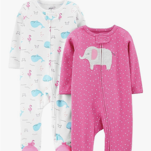 Simple Joys by Carter's Baby Girls' Cotton Footed Sleep and Play, Pack of 2