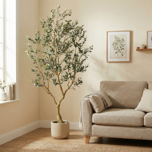 One Allium Way® Faux Olive Tree with Natural Fruits, Lifelike Artificial Olive Plant for Home Decor & Reviews | Wayfair