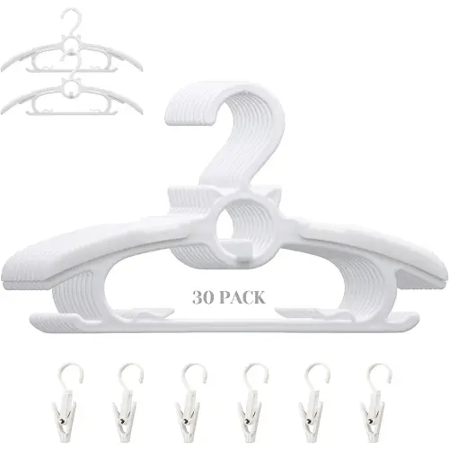Baby Nursery Closet Hangers, Ultra Thin Non-Slip and Extendable Laundry Infant Pant Hanger for Newborn Clothes 30pcs11“-14‘’ Adjustable Children Coat Hanger for Girl Boy Toddler Kids Child