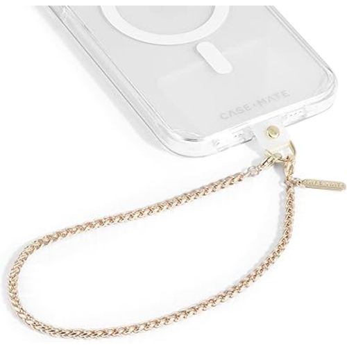 Case-Mate Phone Charm with Gold Chain - Detachable Anti Theft Strap - Hands-Free iPhone Wrist Strap for Women - Phone Wristlet - Fits Galaxy, Google Pixel and More - Dainty Gold Chain