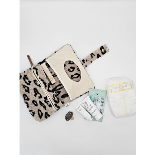 Vintageliebe® | XXL Diaper Bag made of Leo Teddy Fabric | Changing Bag | Diaper Bag Perfect for On the Go | with Practical Pacifier Holder