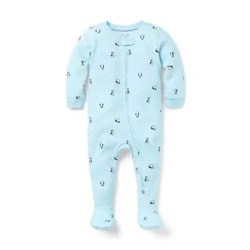 Baby Light Blue Penguin Friends Baby Good Night Footed Pajama In Penguin Friends by Janie and Jack