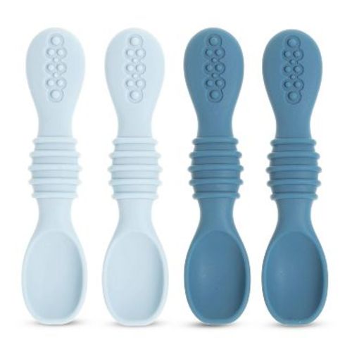 Silicone Baby Spoons for Baby Led Weaning 4-Pack, First Stage Baby Feeding Spoon Set Gum Friendly BPA Lead Phthalate and Plastic Free