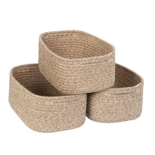 Aoibox Woven Cotton Rope Basket Brown 11.8x7.9x4.7 Small Decorative Storage Bin for Shelves Nursery Closet Towels