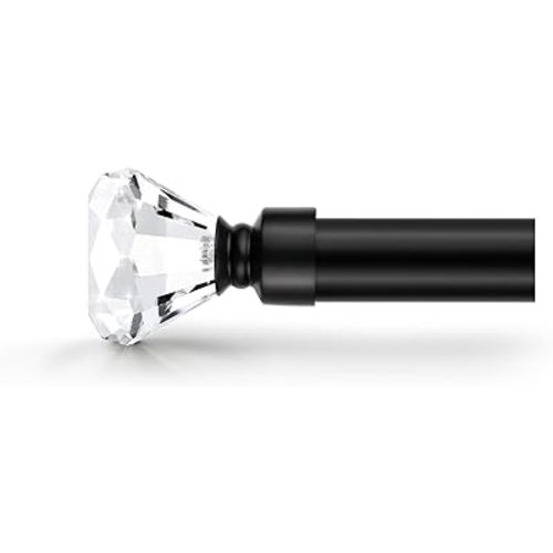 Orger Black Matte Crystal Curtain Rod for window from 30-68 Inches Adjustable Drapery Rod with Diamond Design, Single Window Treatment Rod for Living Room