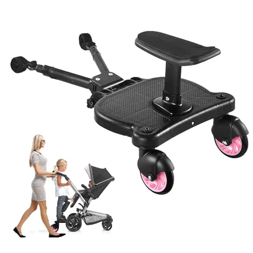 Universal Stroller Board with Detachable Seat,Stroller Glider Board Suitable for Most Brands of Strollers, Holds Children Up to 55 lbs (Pink)