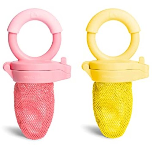 Munchkin Baby Feeder for Fresh Food and Fruit, 2 Pack, Coral/Yellow