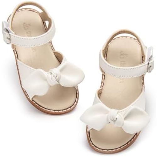 THEE BRON Toddler Girls Sandals Wedding Flower Girl Dress Shoes Summer Open Toe Flats